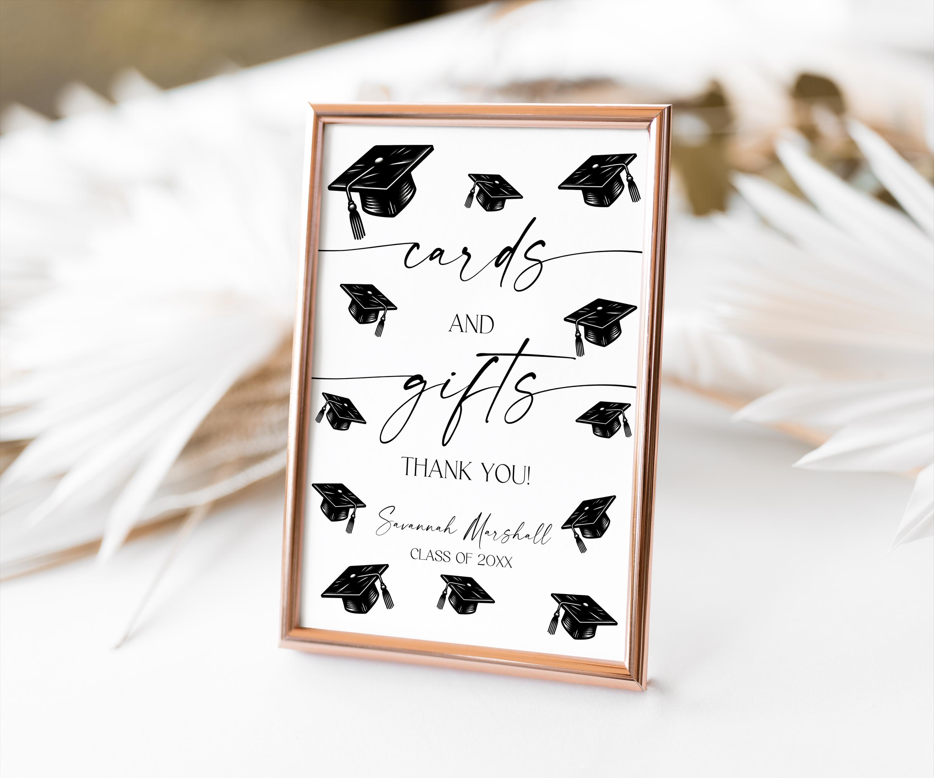 Graduation Sign Template, Printable Graduation Party Cards & Gifts Sign ...