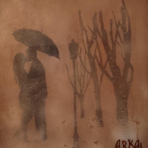Amoureux de l&#39;hiver, art mural, art mural en résine époxy, décoration murale, art contemporain, art mural de chambre à coucher, art du verre, oeuvre d&#39;art en bois texturé 3D