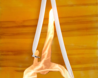 Aerial Yoga Wall Art, Epoxy Resin Wall Art, Wood Wall Decor, Contemporary Art, Glass Art, Ribbon Gymnastics, accent lighting