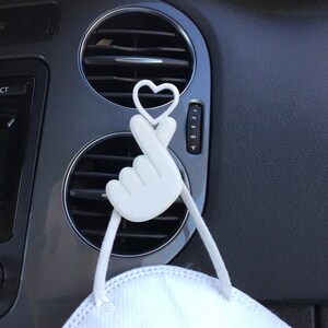White / Korean Kpop Finger Heart Love Car  Vent Clip Hook Holder Hanger Decoration