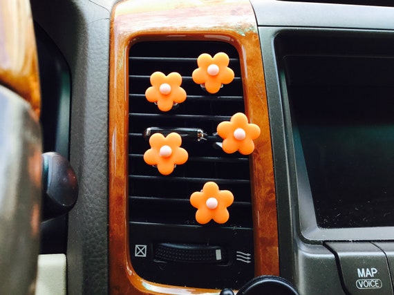 Set of 5 Flower Orange Car Vent Clip Mask Hanger Hook Accessory Decoration