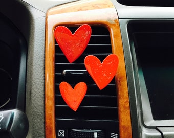 Red Heart / Glitter / Shimmer / Love / Gift  / Car Air Vent Clip / Accessory / Decoration