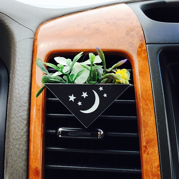 Plant / Black / Triangle / Vase  / Sun / Moon / Succulent  / Car  Vent Clip / Laser Engraved / Y2K Retro