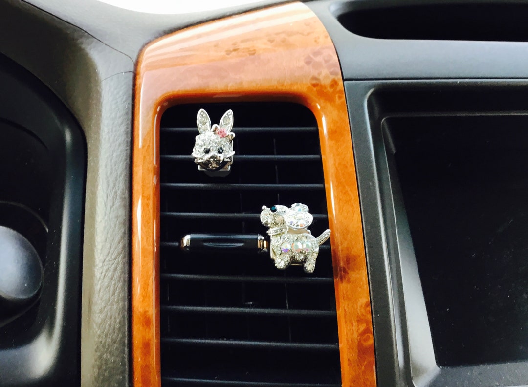 Bunny / Rabbit / Dog / Puppy /crystal Car Vent Clip Mask Hanger Hook ...
