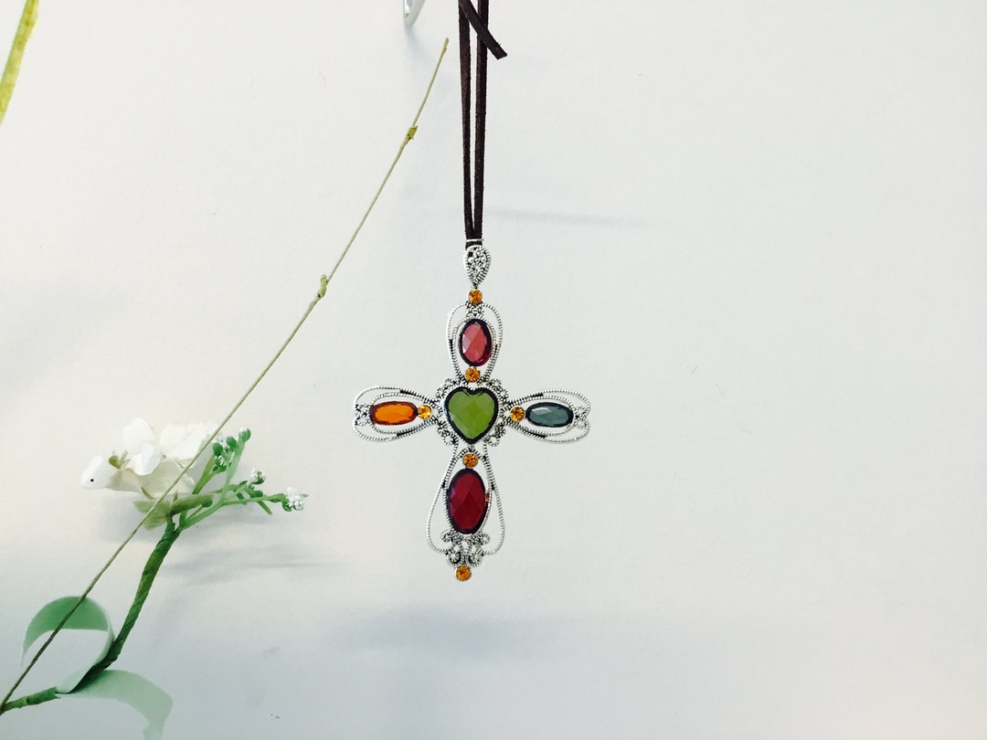 Cross / Rear View Mirror Charm / Car Hanging Accessory/ Suncatcher