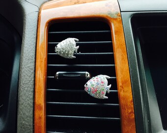 3D Fish / Fishing Fisher / Crystal Multi / / Car  Vent Clip Decoration