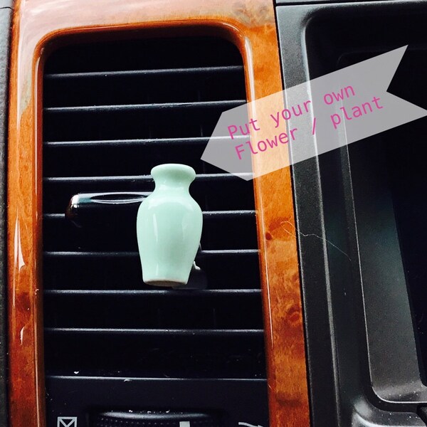 Make Your Own /  Ceramic Green Vase / Mint /  / Car Air  Vent Clip  Hanger Hook Accessory Decoration Pretty