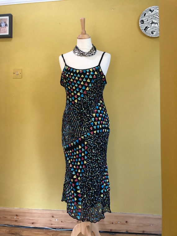 Vintage 1990’s Sequin Strappy Bias Cut Slinky Silk