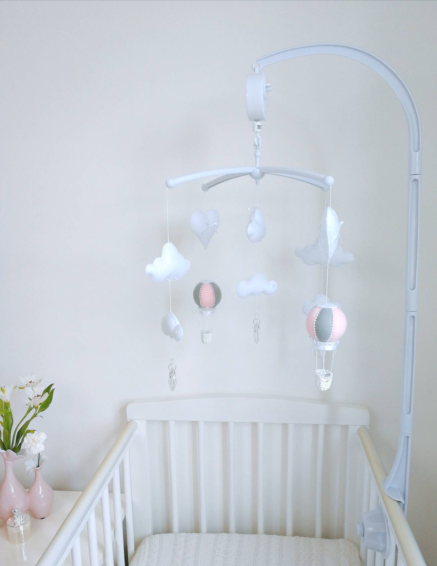 cot mobile pink and grey