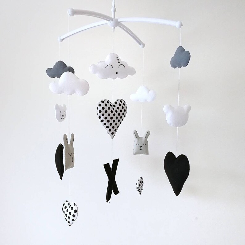 monochrome cot mobile