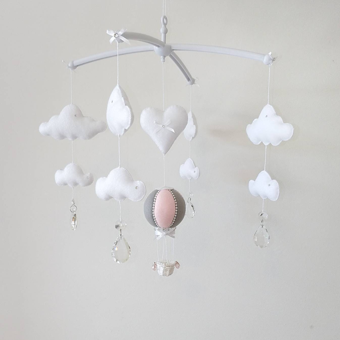 cot mobile pink and grey