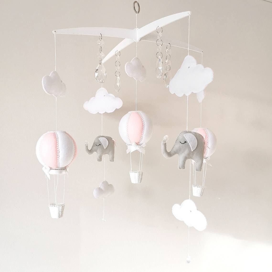 pink elephant cot mobile