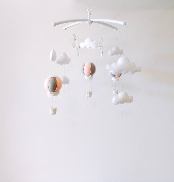pink and grey cot mobile