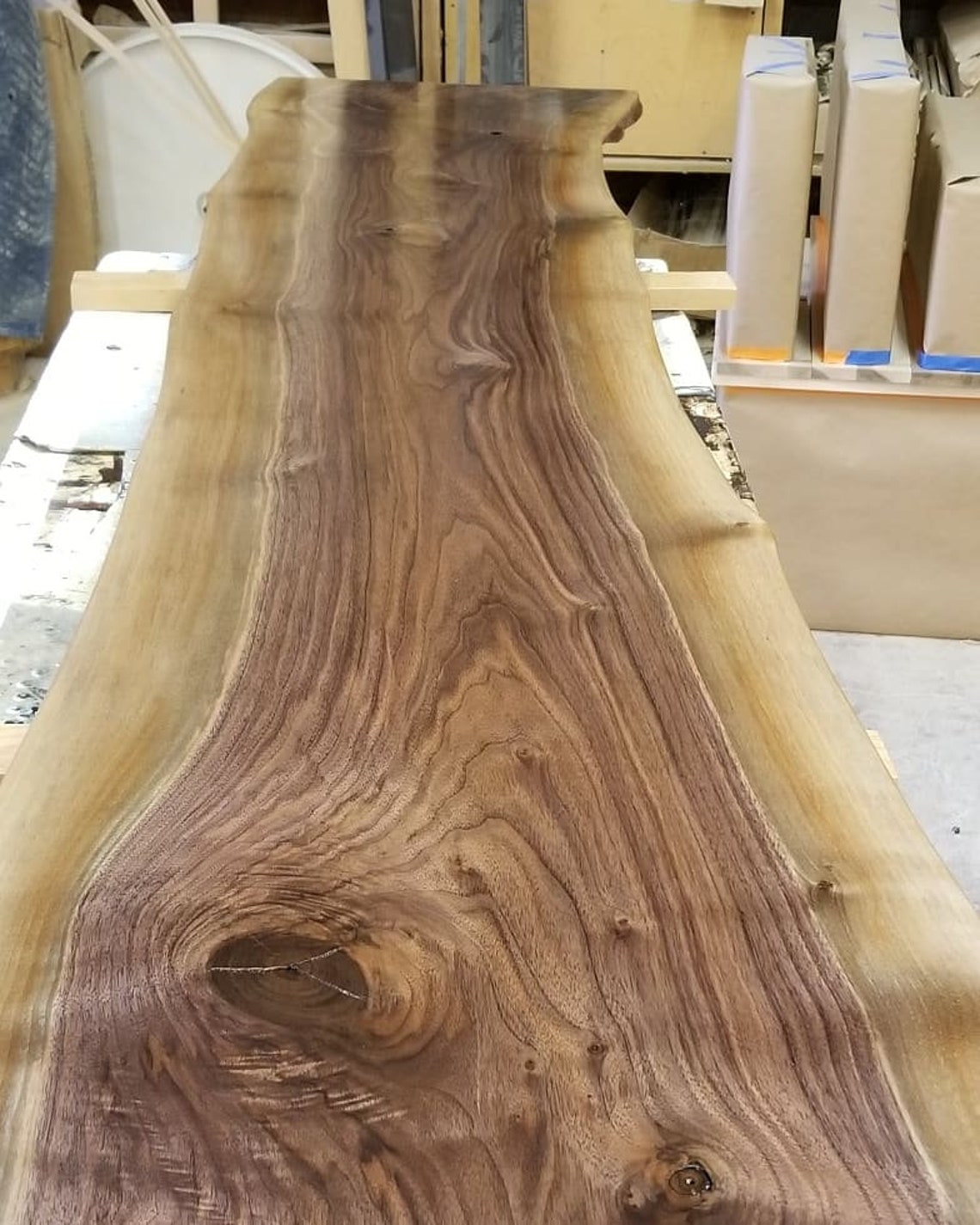 Black Walnut Live Edge Finished Slab Etsy