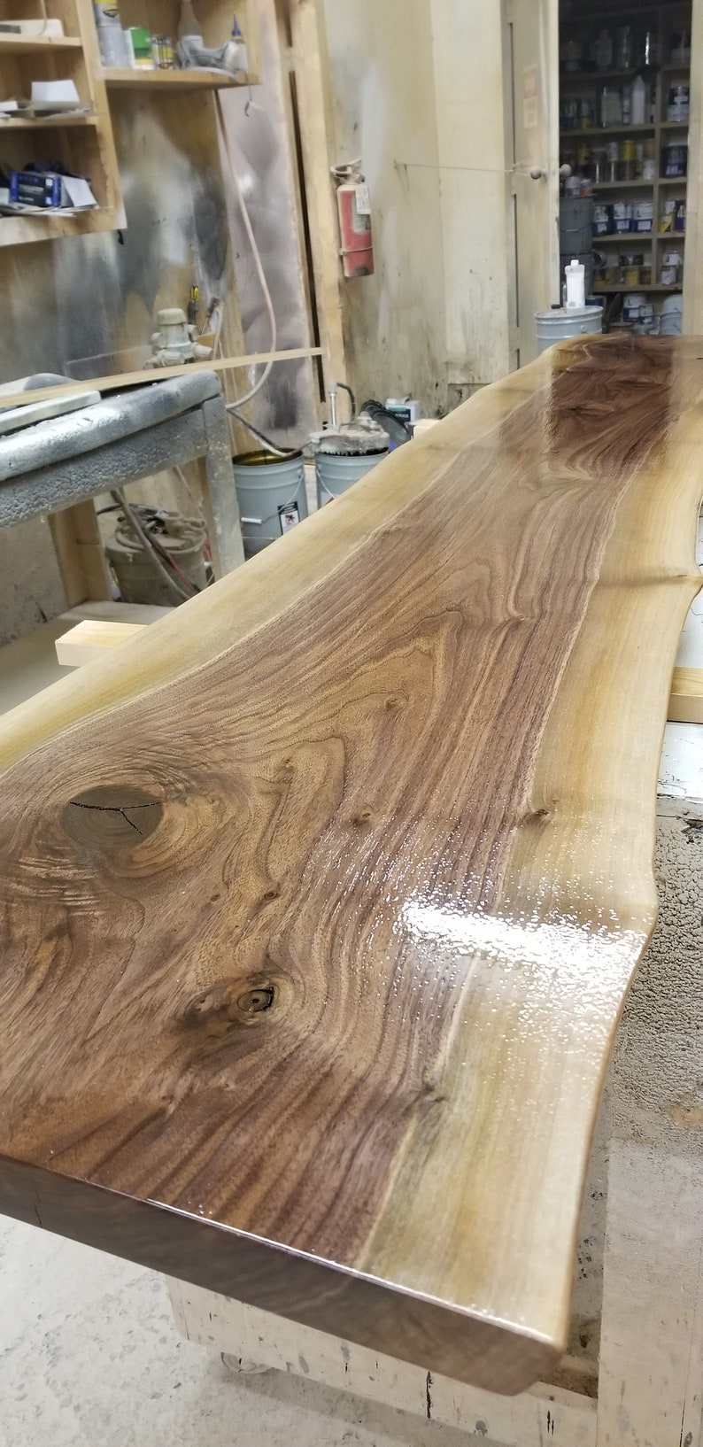 Black Walnut Live Edge Finished Slab Etsy