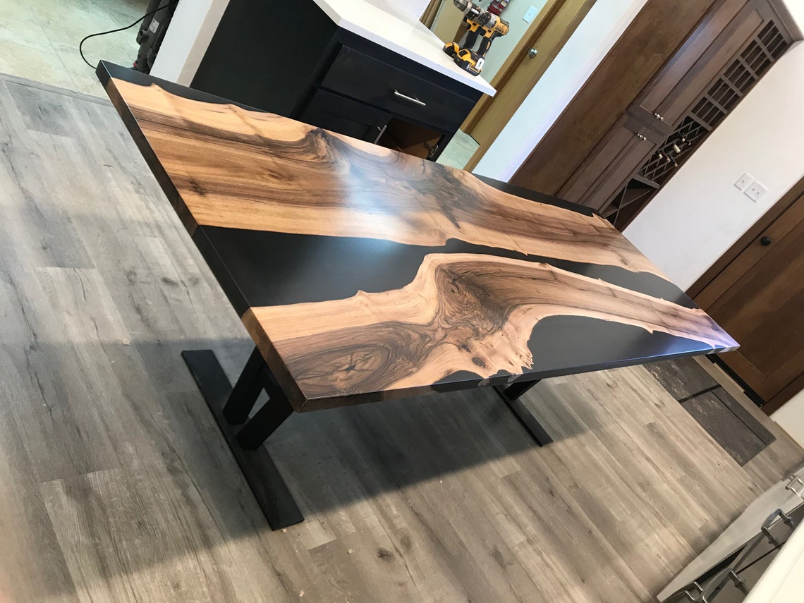 Black Walnut Epoxy River Table on Sale Etsy