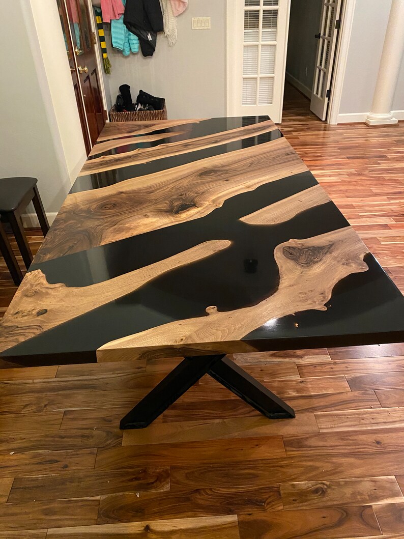 Stunning Black Walnut & Epoxy River Table. Etsy