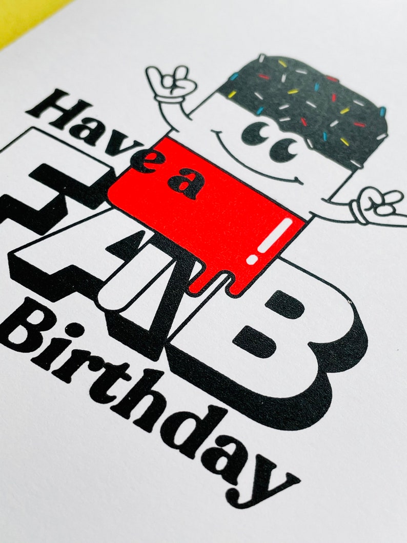 Have a Fab Birthday Card Screen Printed Lolly, Boy, Girl, Birthday, Funny, Summer, Retro image 2