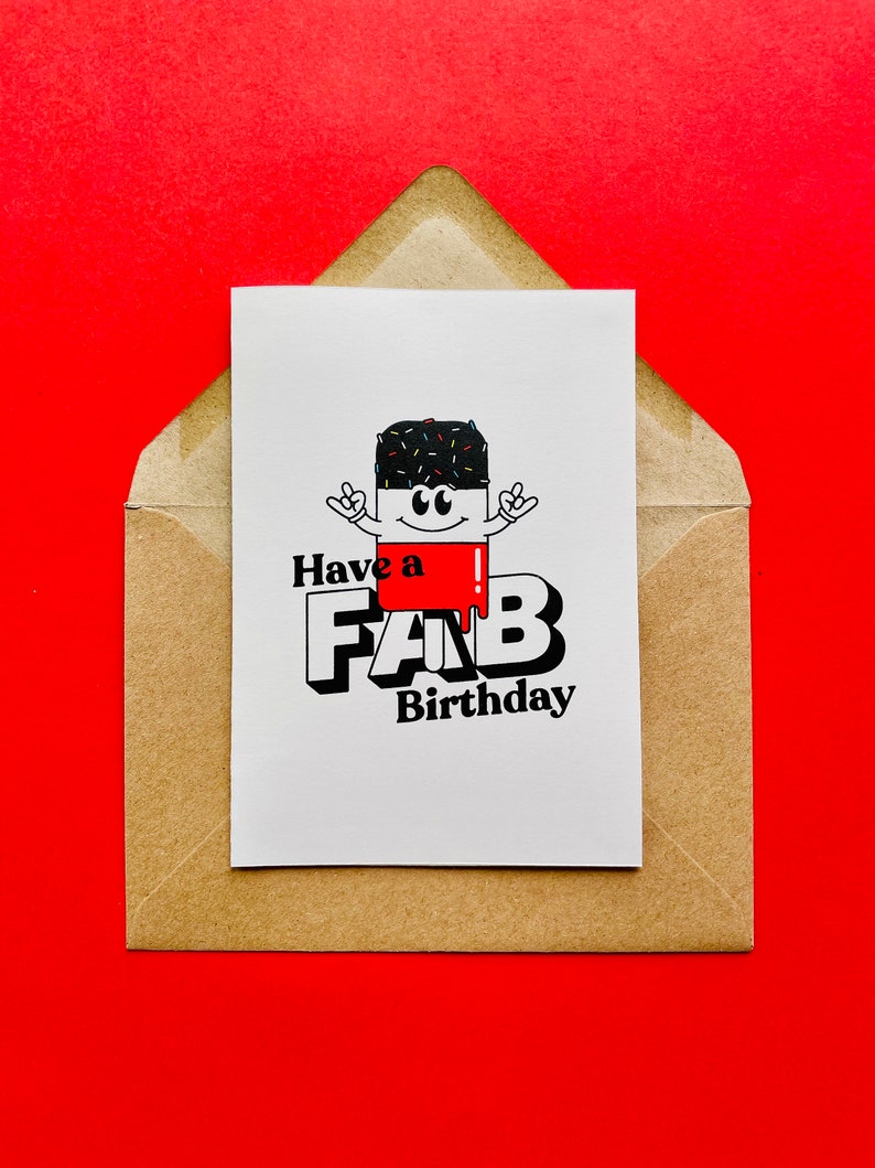 Have a Fab Birthday Card Screen Printed Lolly, Boy, Girl, Birthday, Funny, Summer, Retro image 1