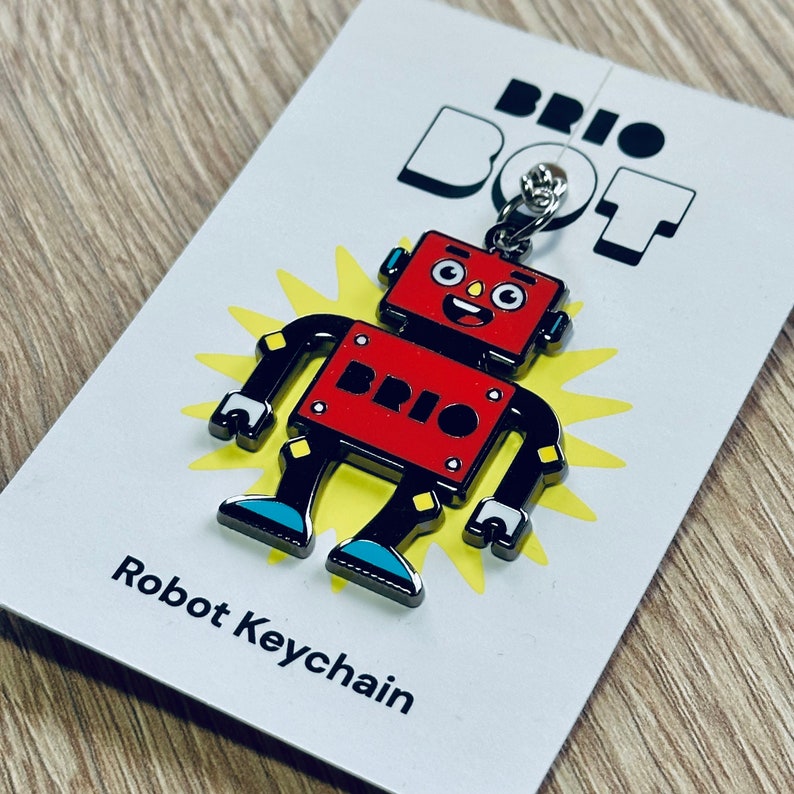 Robot Keyring Hard Enamel Robot shaped Black Nickel Metal Gift Present Geek Birthday Christmas Sci-Fi image 5