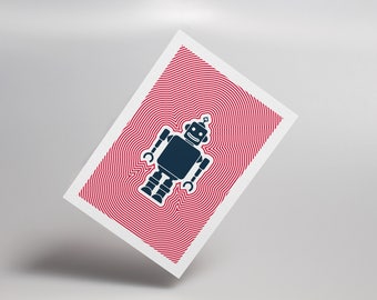 Brio Bot Robot Postcard, Futuristic, Retro Poster, Technology, Boy's Room, Toys
