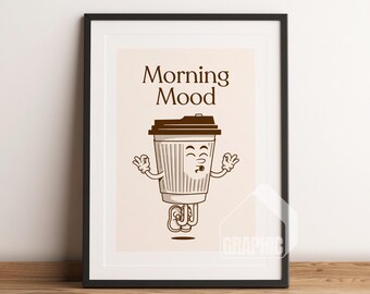 Morning Mood Art Print | Retro Artist Illustration | Trendy Wall Art Printable | Aesthetic & Inspiring Quote Print