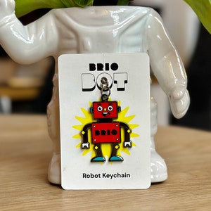 Robot Keyring Hard Enamel Robot shaped Black Nickel Metal Gift Present Geek Birthday Christmas Sci-Fi image 6