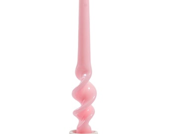 Glossy Rose Pink Twisted Tapered 29cm Candle, Taper Dinner Candles, Candelabra Candles, Gifting Candles , Pretty Taper Candles