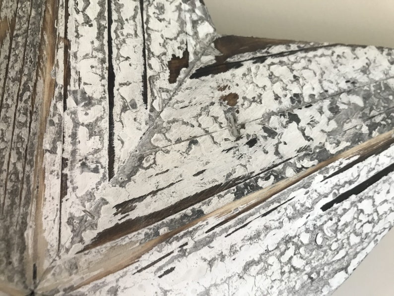 Pair of Large 54cm Distressed Wooden Wall Hanging Barn Stars