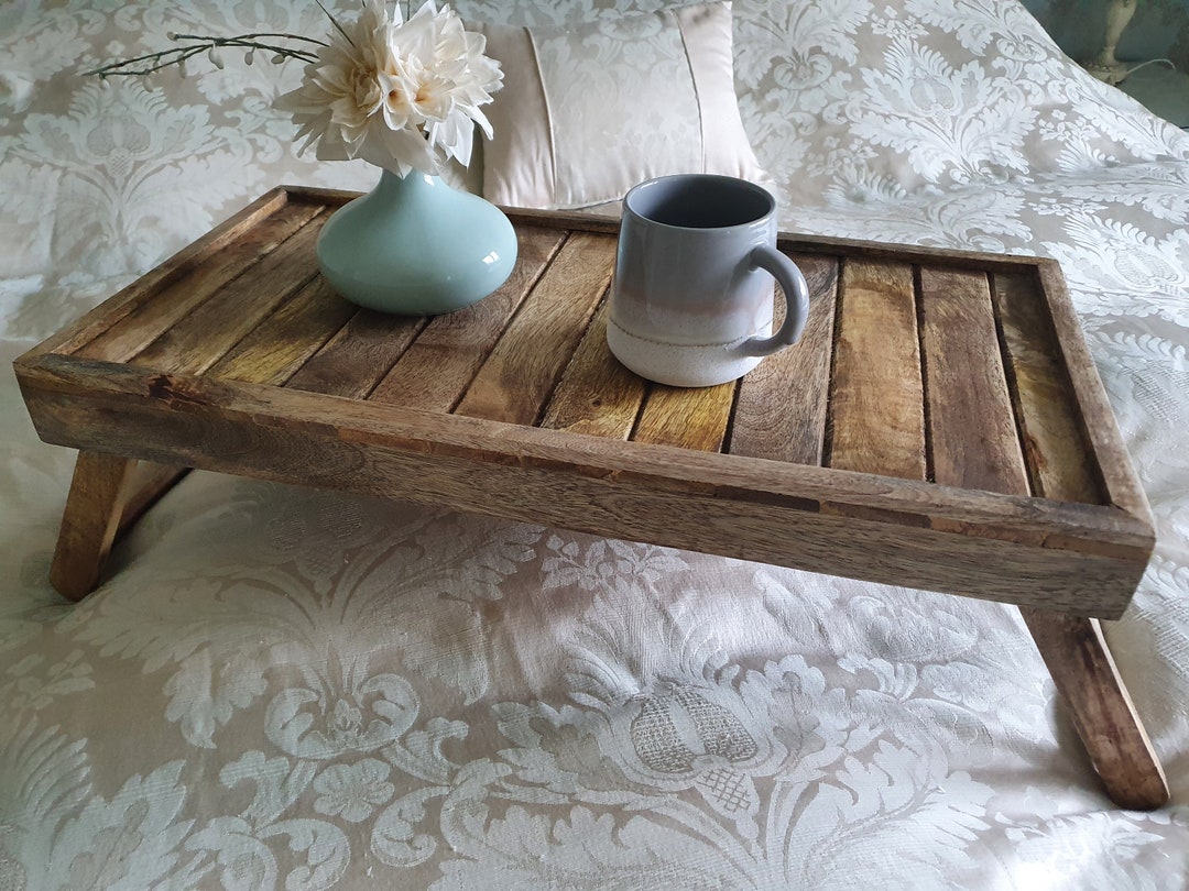 Solid Wooden Bed Tray With Folding Legs Serving Breakfast Lap Etsy UK