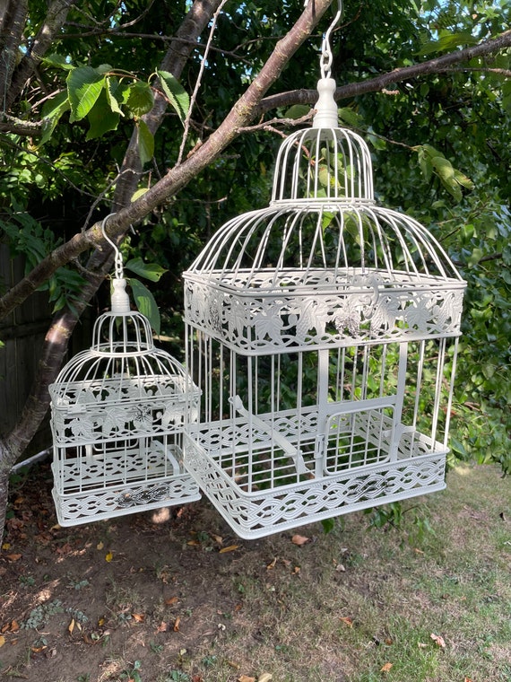 Set of 2 Vintage Cream Bird Cage Hanging Baskets Garden Planter Plant Pot  Display Rustic Shabby Chic Large Planter - Etsy