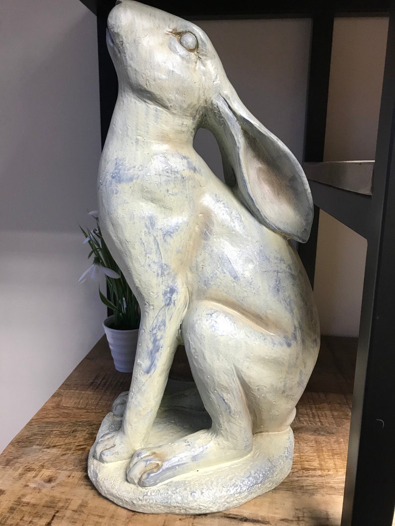 Star Gazing Hare Rabbit Ornament Figure Sculpture Home Decor Grey/ Blue ...