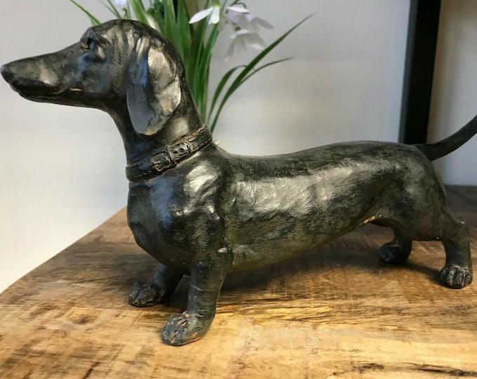Steampunk Sausage Dog Dachshund Ornament Metallic Industrial Figurine