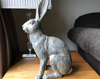 Large Sitting Hare Rabbit Ornament Figure Sculpture Home Decor