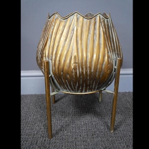 Gold Planter Large Antique Gold Rustic Plant Pot Stand Indoor Floor Standing Home Decor