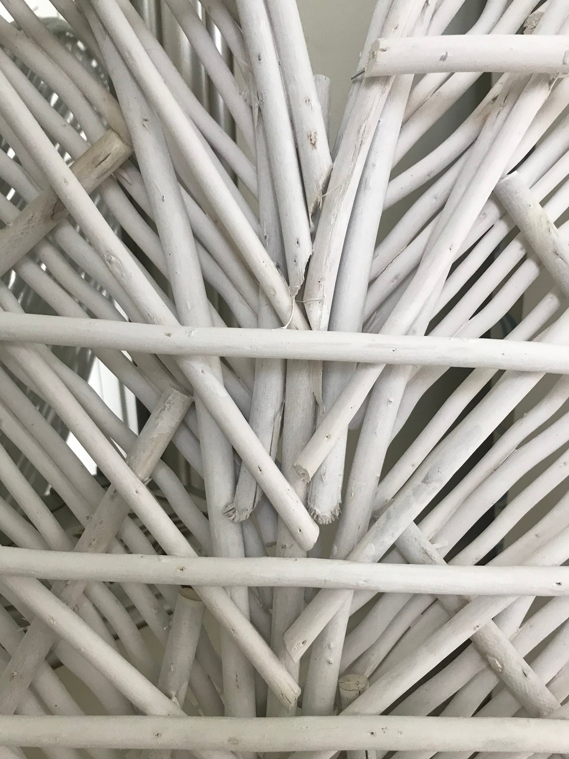 Large White Wicker Wood Heart Wall Art Hanging 70cm Etsy