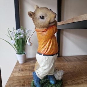 Squirrel Golfer with a Golf Club  Garden or Home Ornament