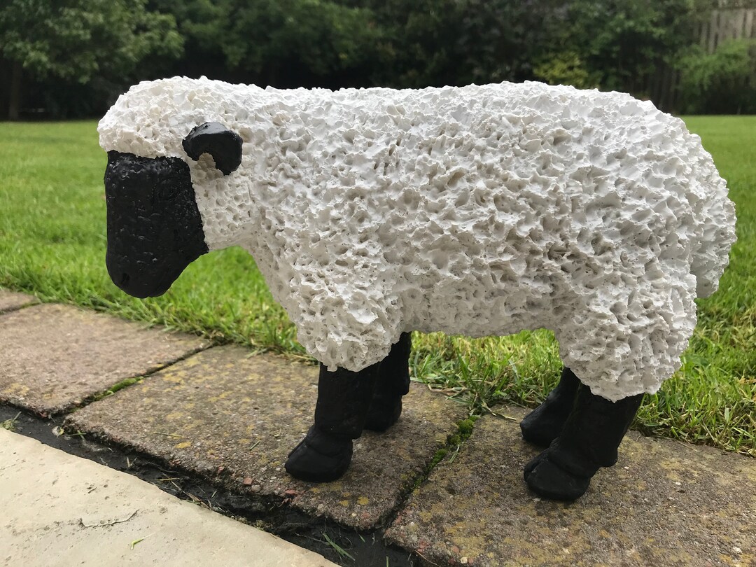 Standing Sheep Figure, Lamb Garden Statue, Farm Animal Resin Patio Lawn