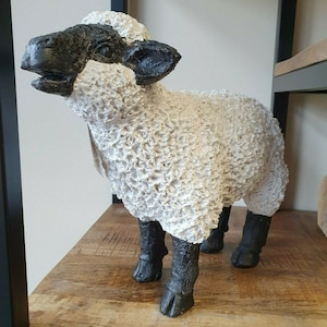 Standing Sheep Figure Lamb Garden Statue Farm Animal Resin Patio Lawn Ornament 