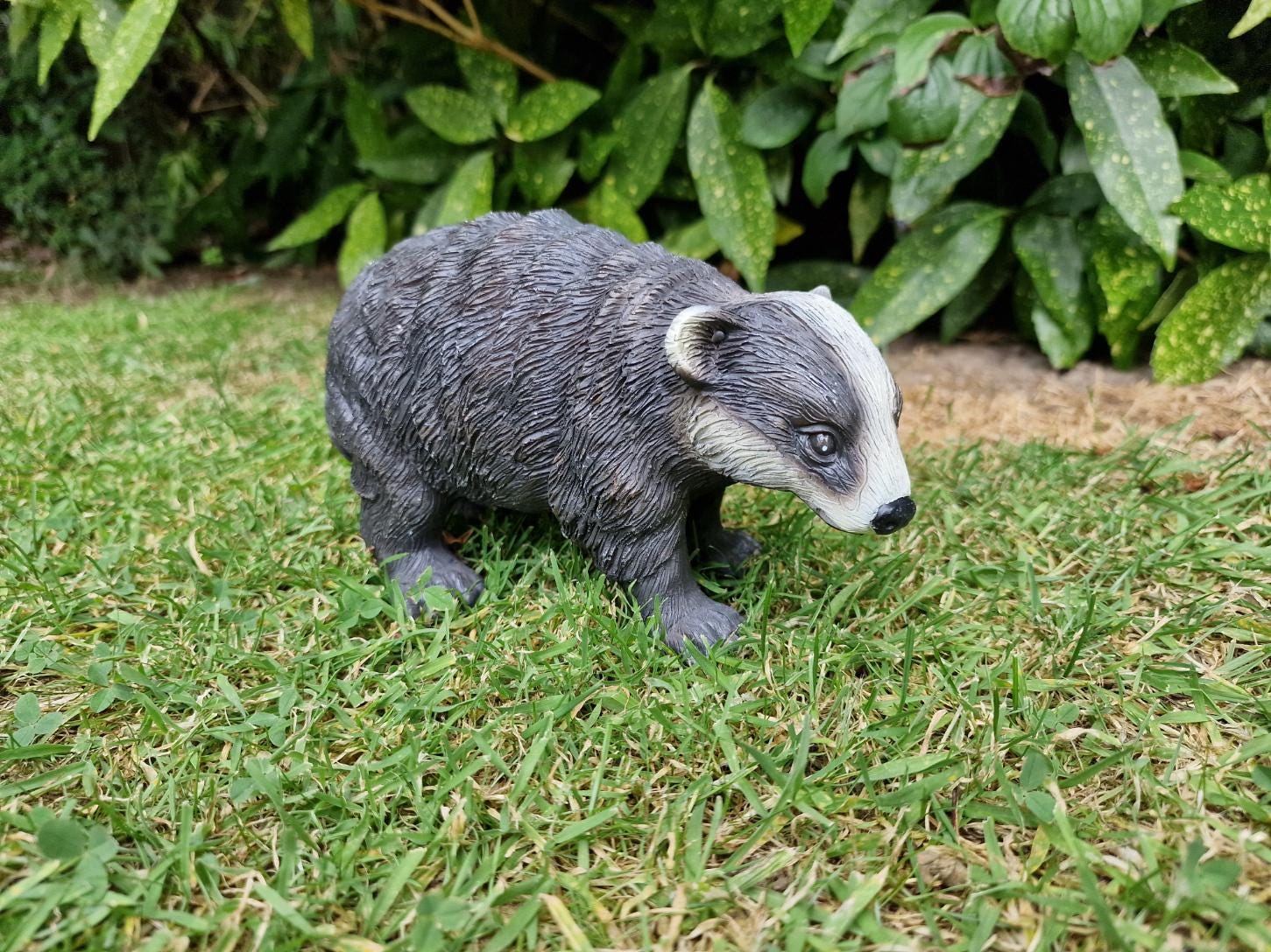Small Baby Badger Cub Sculpture Garden Outdoor Ornament Wildlife Feature