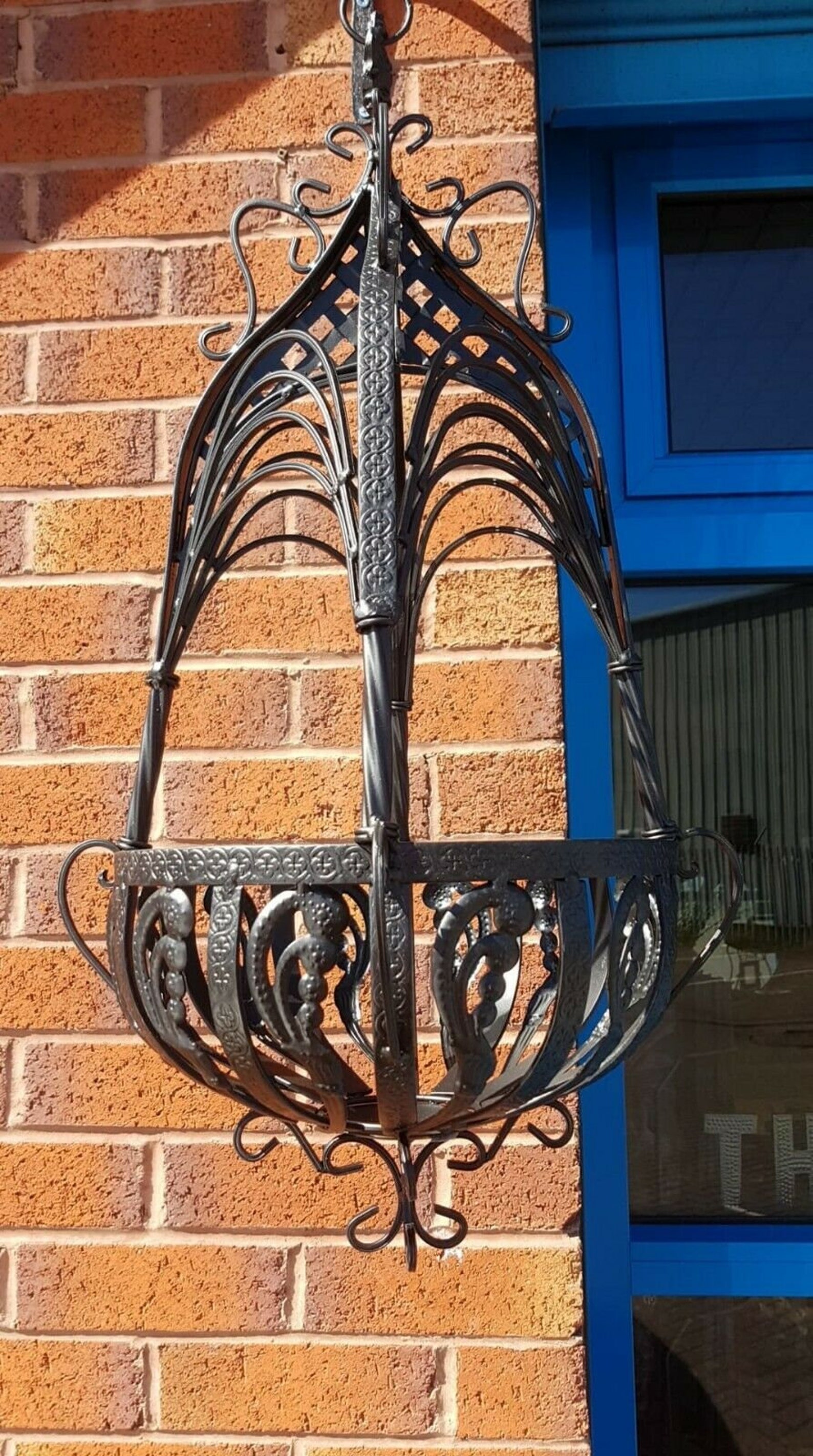 Black Metal Ornate Hanging Basket Etsy