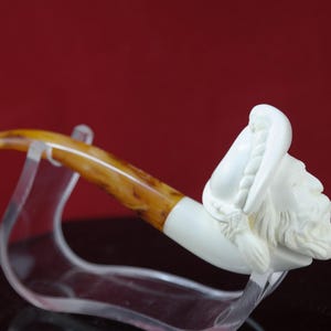 Handgefertigte Block Meerschaum Pfeife - Türkisch geschnitzte Tabakspfeife - Einzigartiges Geschenk für Männer - Kühler, trockener Rauch - Sammlerstück (237)