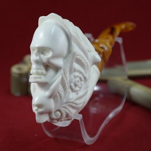 Handmade Block Meerschaum Pipe –Turkish Carved Tobacco Pipe –Unique Gift for Men – Cool, Dry Smoke – Collectible Piece-Meerschaum Pipe (221)