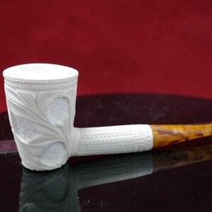 Handgefertigte Block Meerschaum Pfeife - Türkisch geschnitzte Tabakspfeife - Einzigartiges Geschenk für Männer - Kühler, trockener Rauch - Sammlerstück (177)