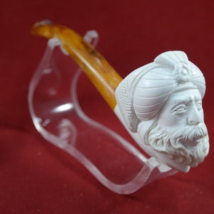 Handmade Carved Meerschaum Pipe: Ottoman Man Design
