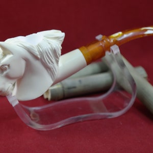 Handmade Meerschaum Tobacco Pipe: Carved Horse Design