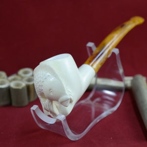 Handmade Block Meerschaum Tobacco Pipe: Turkish Carved Collectible