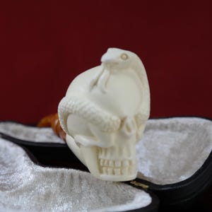 Handgefertigte Block Meerschaum Pfeife - Türkisch geschnitzte Tabakspfeife - Einzigartiges Geschenk für Männer - Kühler, trockener Rauch - Sammlerstück (234)