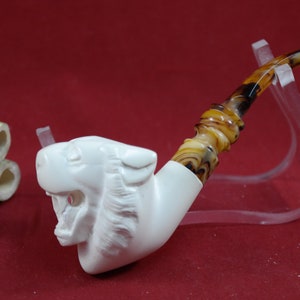 Handmade Block Meerschaum Tobacco Pipe: Turkish Carved Collectible