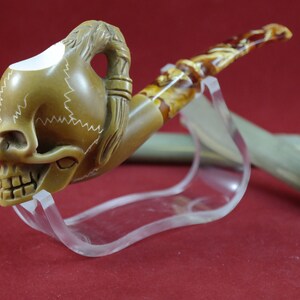 Handmade Carved Meerschaum Pipe: Skull Design
